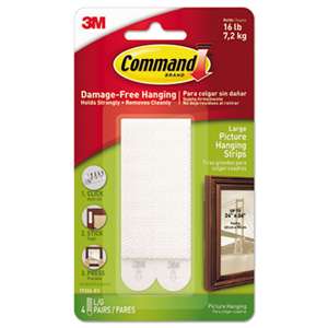 3M/COMMERCIAL TAPE DIV. Picture Hanging Strips, 1/2" x 3 5/8", White, 4/Pack