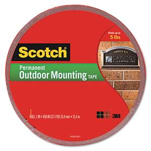 3M/COMMERCIAL TAPE DIV. Exterior Weather-Resistant Double-Sided Tape, 1" x 450", Gray
