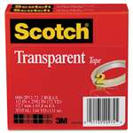 3M/COMMERCIAL TAPE DIV. Transparent Tape 600 2P12 72, 1/2" x 2592", 3" Core, Transparent, 2/Pack