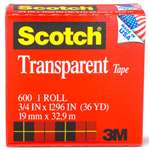 3M/COMMERCIAL TAPE DIV. Transparent Tape, 3/4" x 1296", 1" Core, Clear