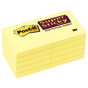 3M/COMMERCIAL TAPE DIV. Canary Yellow Note Pads, 2 x 2, 90-Sheet, 10/Pack