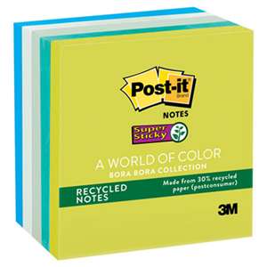 3M/COMMERCIAL TAPE DIV. Recycled Notes in Bora Bora Colors, 3 x 3, 90-Sheet, 5/Pack