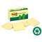 3M/COMMERCIAL TAPE DIV. Greener Original Recycled Note Pads, 3 x 3, Canary Yellow, 100-Sheet, 12/Pack