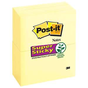 3M/COMMERCIAL TAPE DIV. Canary Yellow Note Pads, 3 x 5, 90-Sheet, 12/Pack