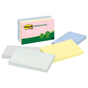 3M/COMMERCIAL TAPE DIV. Greener Note Pads, 3 x 5, Assorted Helsinki Colors, 100-Sheet, 5/Pack