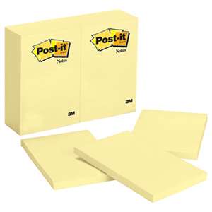 3M/COMMERCIAL TAPE DIV. Original Pads in Canary Yellow, 4 x 6, 100-Sheet, 12/Pack