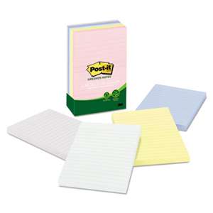 3M/COMMERCIAL TAPE DIV. Greener Note Pads, Lined, 4 x 6, Assorted Helsinki Colors, 100-Sheet, 5/Pack