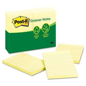 3M/COMMERCIAL TAPE DIV. Greener Note Pads, 4 x 6, Lined, Canary Yellow, 100-Sheet, 12/Pack