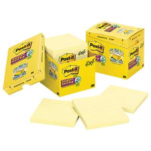 3M/COMMERCIAL TAPE DIV. Canary Yellow Note Pads, Lined, 4 x 4, 90-Sheet, 12/Pack
