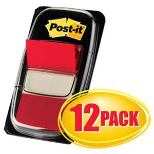 3M/COMMERCIAL TAPE DIV. Marking Page Flags in Dispensers, Red, 50 Flags/Dispenser, 12 Dispensers/Pack