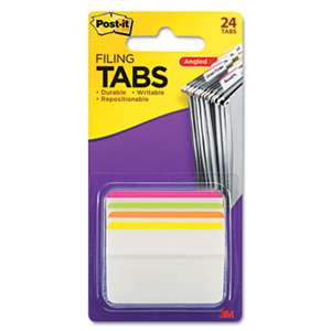 3M/COMMERCIAL TAPE DIV. Angled Tabs, 2 x 1 1/2, Striped, Assorted Brights, 24/Pack