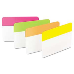 3M/COMMERCIAL TAPE DIV. File Tabs, 2 x 1 1/2, Solid, Flat, Assorted Bright, 24/Pack