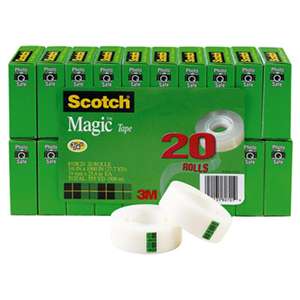 3M/COMMERCIAL TAPE DIV. Magic Tape Value Pack, 3/4" x 1000", 1" Core, Clear, 20/Pack