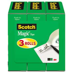 3M/COMMERCIAL TAPE DIV. Magic Tape Refill, 3/4" x 1000", 1" Core, Clear, 3/Pack