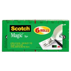 3M/COMMERCIAL TAPE DIV. Magic Tape Refill, 3/4" x 1000", 1" Core, Clear, 6/Pack