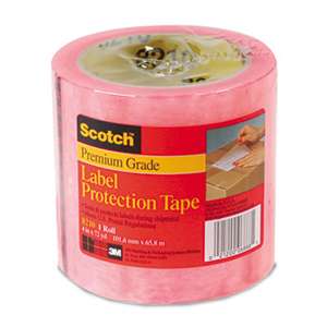 3M/COMMERCIAL TAPE DIV. Label Protection Tape, 2.5 Mil Pink Tint Film Tape, 4" x 72yds, 3" Core