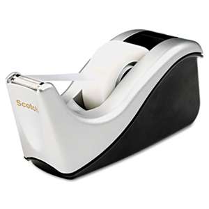 3M/COMMERCIAL TAPE DIV. Value Desktop Tape Dispenser, Attached 1" Core, Black/Silver