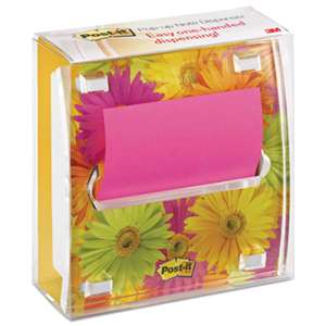 3M/COMMERCIAL TAPE DIV. Pop-up Note Dispenser with Designer Daisy Insert, One 45-Sheet Pad, Black/Clear