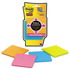 3M/COMMERCIAL TAPE DIV. Full Adhesive Notes, 3 x 3, Assorted Rio de Janeiro Colors, 25-Sheet, 4/Pack