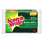 3M/COMMERCIAL TAPE DIV. Heavy-Duty Scrub Sponge, 4 1/2 x 2 7/10 x 3/5 Green/Yellow, 3/Pack