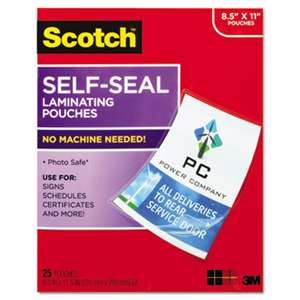 3M/COMMERCIAL TAPE DIV. Self-Sealing Laminating Pouches, 9.5 mil, 9 3/10 x 11 4/5, 25/Pack