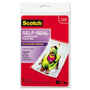 3M/COMMERCIAL TAPE DIV. Self-Sealing Laminating Pouches, 9.5 mil, 4 3/8 x 6 3/8, Photo Size, 5/Pack