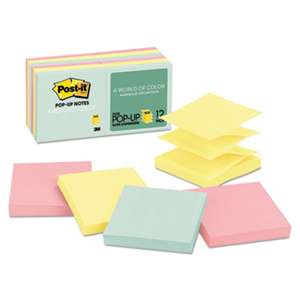 3M/COMMERCIAL TAPE DIV. Original Pop-up Refill, 3 x 3, Assorted Marseille Colors, 100-Sheet, 12/Pack