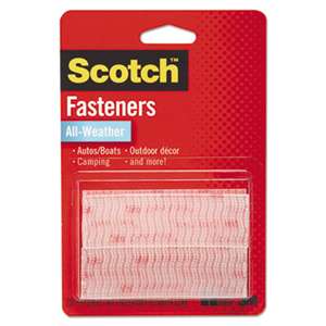 Scotch RFD7090 Hook and Loop Fastener Tape, 1" x 3", two sets, Clear