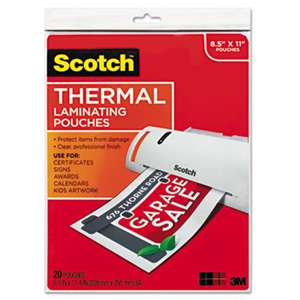 3M/COMMERCIAL TAPE DIV. Letter Size Thermal Laminating Pouches, 3 mil, 11 1/2 x 9, 20/Pack