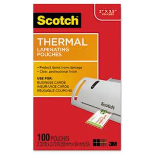 3M/COMMERCIAL TAPE DIV. Business Card Size Thermal Laminating Pouches, 5 mil, 3 3/4 x 2 3/8, 100/Pack