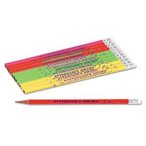 MOON PRODUCTS Decorated Wood Pencil, Attendance Award, HB #2, Assorted Colors, Dozen