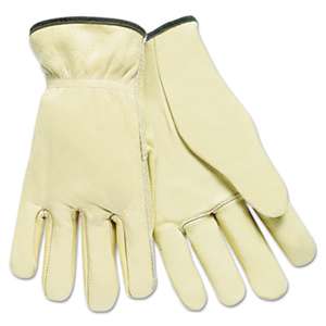 MCR SAFETY Full Leather Cow Grain Driver Gloves, Tan, Large, 12 Pairs