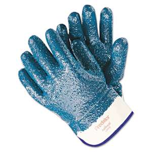 MCR SAFETY Predator Premium Nitrile-Coated Gloves, Blue/White, Large, 12 Pairs