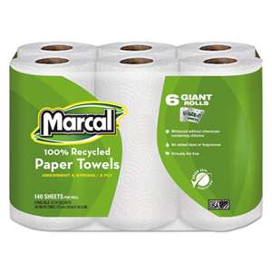 Marcal 6181CT 100% Recycled Roll Towels, 5 1/2 x 11, 140/Roll, 24 Rolls/Carton