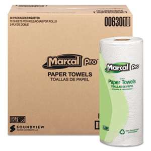 MARCAL MANUFACTURING, LLC 100% Premium Recycled Towels, 2-Ply, 11 x 9, White, 70/Roll, 30 Rolls/Carton