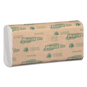 Marcal PRO P100B Folded Paper Towels, 10 1/2 x 12 3/4, C-Fold, White, 150/Pack, 16 Packs/Carton