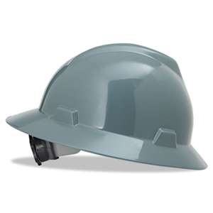 SAFETY WORKS V-Gard Full-Brim Hard Hats, Ratchet Suspension, Size 6 1/2 - 8, Gray