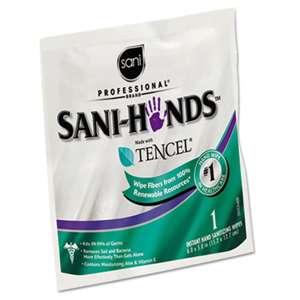 Sani Professional D33333 Sani-Hands Sanitizing Wipes with Tencel, White, 5 x 7 3/4, 3000 Packets/Carton