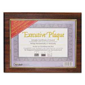 NuDell 18851M Executive Plaque, Plastic, 13 x 10-1/2, Walnut
