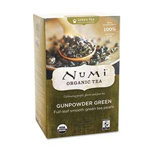 NUMI Organic Teas and Teasans, 1.27oz, Gunpowder Green, 18/Box