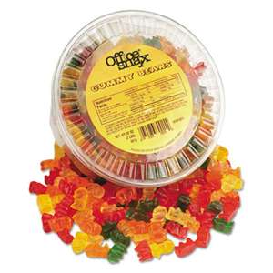 OFFICE SNAX, INC. Gummy Bears, Assorted Flavors, 2 lb Tub