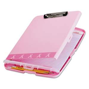 OFFICEMATE INTERNATIONAL CORP. Breast Cancer Awareness Clipboard Box, 3/4" Capacity, 8 1/2 x 11, Pink