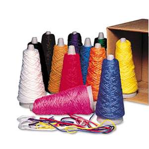 PACON CORPORATION Trait-Tex Double Weight Yarn Cones, 2 oz, Assorted Colors, 12/Box