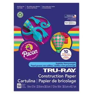PACON CORPORATION Tru-Ray Construction Paper, 76 lbs., 12 x 18, Bright Assortment, 50 Sheets/Pack