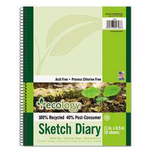 PACON CORPORATION Ecology Sketch Diary, 11 x 8 1/2, Unruled, White, 70 Sheets, 1 Pad