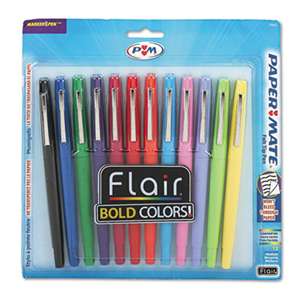 SANFORD Point Guard Flair Bullet Point Stick Pen, Assorted Ink, 1.4mm, Dozen