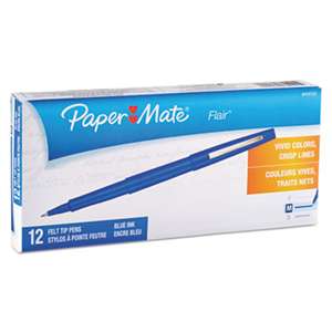 SANFORD Point Guard Flair Needle Tip Stick Pen, Blue Ink, .7mm, Dozen