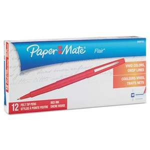 SANFORD Point Guard Flair Needle Tip Stick Pen, Red Ink, 0.7mm, Dozen