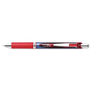 PENTEL OF AMERICA EnerGel RTX Retractable Liquid Gel Pen, .5mm, Silver/Red Barrel, Red Ink