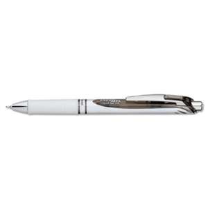 PENTEL OF AMERICA EnerGel RTX Retractable Liquid Gel Pen, .5mm, White/Black Barrel, Black Ink
